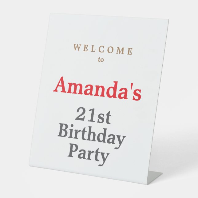 Minimalist Modern Cute Birthday Party Pedestal Sign (Front)