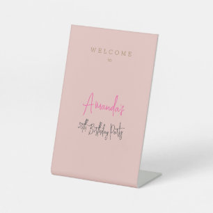 Minimalist Modern Cute Birthday Party Pedestal Sign