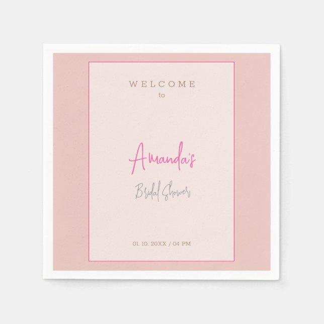 Minimalist Modern Cute Bridal Shower  Napkin (Front)