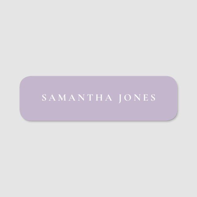 Minimalist Modern Cute Lavender Wedding Name Tag (Front)