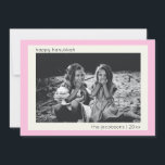 Minimalist Modern Cute Pink Hanukkah Photo Holiday Card<br><div class="desc">Celebrate Hanukkah with this minimalist and modern photo holiday card, featuring a cute pink border for a touch of warmth and charm. The simple and clean design allows your photo to take centre stage, while the editable text lets you personalize your holiday greeting. Perfect for sending warm wishes to loved...</div>