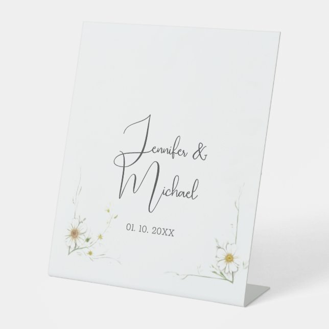 Minimalist Modern Cute Wedding Welcome Pedestal Sign (Front)