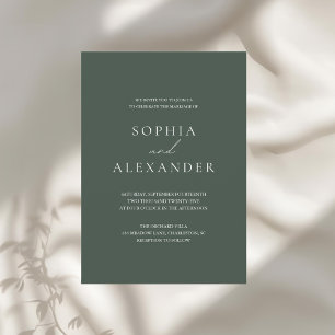 Minimalist Modern Dark Green Wedding   Invitation