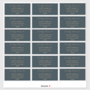 Minimalist Modern Dark Teal Wedding Guest Address