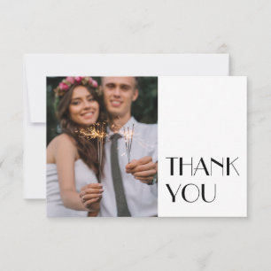 Minimalist Modern Deco Frame Photo Flat Thank You Card