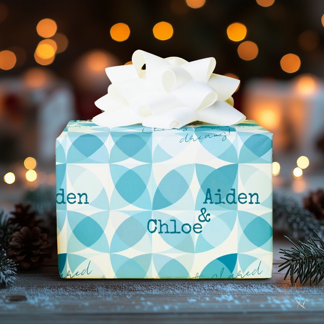 Minimalist modern design in teal geometric pattern wrapping paper (Creator Uploaded)
