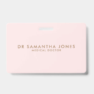 Minimalist Modern Doctor Professional Pink Badge