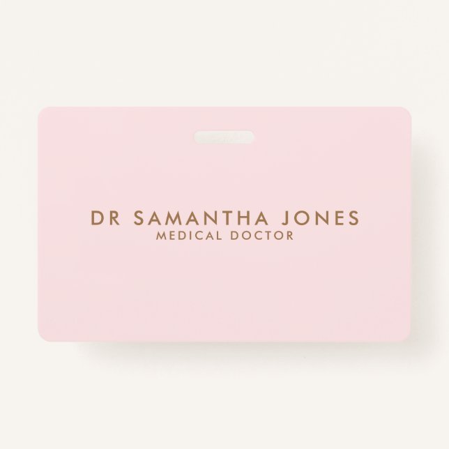 Minimalist Modern Doctor Professional Pink Badge (Front)