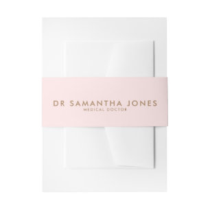 Minimalist Modern Doctor Professional Pink Invitation Belly Band