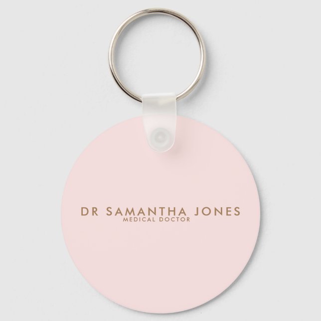Minimalist Modern Doctor Professional Pink Keychain (Front)