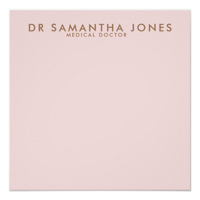 Minimalist Modern Doctor Professional Pink Poster (Front)