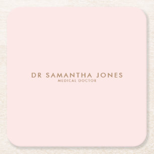 Minimalist Modern Doctor Professional Pink Square Paper Coaster