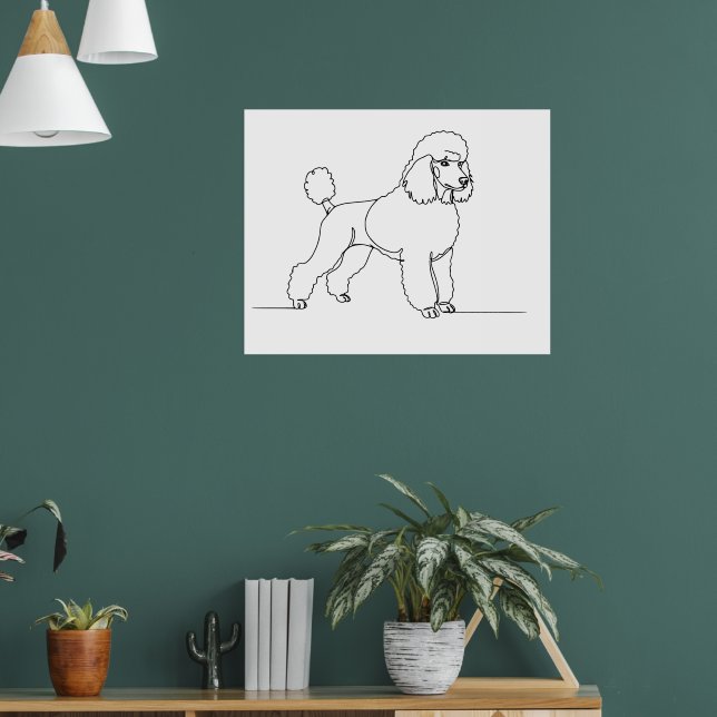 Minimalist Modern Dog Line Art Drawing Poster (Living Room 1)