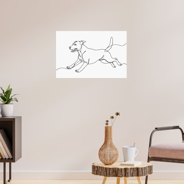 Minimalist Modern Dog Line Art Drawing Poster (Living Room 3)