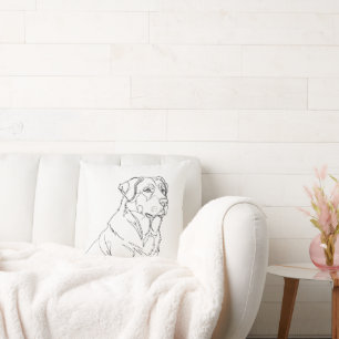Minimalist Modern Dog Line Art Drawing Throw Pillow