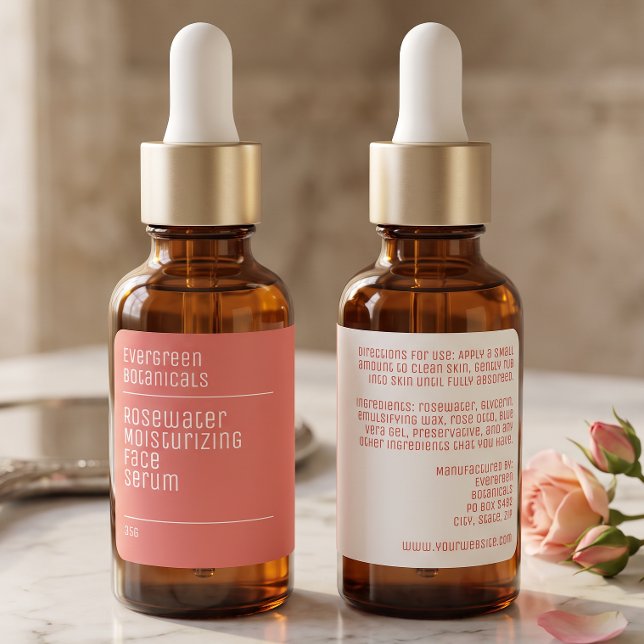 minimalist modern dusty rose dropper bottle label (Creator Uploaded)