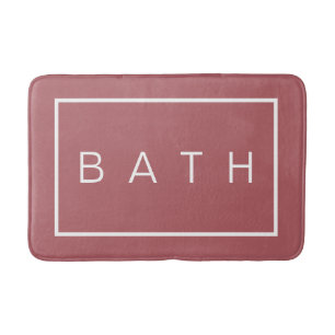 Minimalist Modern Dusty Rose White Bath Mat