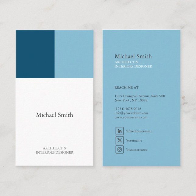 minimalist modern elegant architectural blue business card (Creator Uploaded)