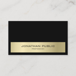 Minimalist Modern Elegant Black & Gold Semi Gloss Business Card