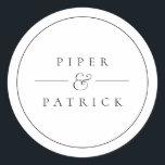 Minimalist Modern Elegant Black & White Wedding Classic Round Sticker<br><div class="desc">Minimalist black and white simple but elegant wedding sticker. All text,  fonts,  and colours can be changed. Click customize further link to make additional changes to fonts,  organization,  and background colour. Contact me for assistance.</div>