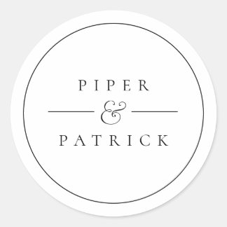 Minimalist Modern Elegant Black & White Wedding Classic Round Sticker