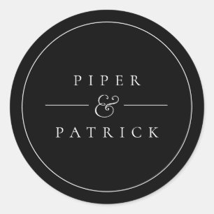 Minimalist Modern Elegant Black & White Wedding Classic Round Sticker