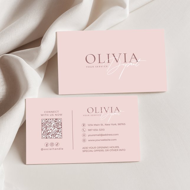Minimalist Modern Elegant Blush Pink Neutral Business Card (Creator Uploaded)