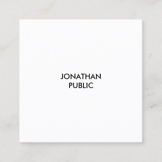 Minimalist Modern Elegant Clean Design Template Square Business Card (Front)
