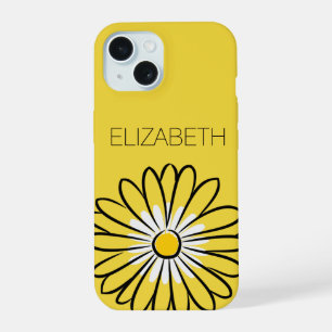 Minimalist Modern Elegant Daisy flower and text iPhone 15 Case