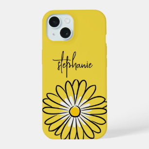 Minimalist Modern Elegant Daisy flower and text iPhone 15 Case