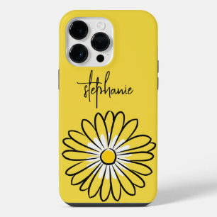 Minimalist Modern Elegant Daisy flower and text iPhone 14 Pro Max Case