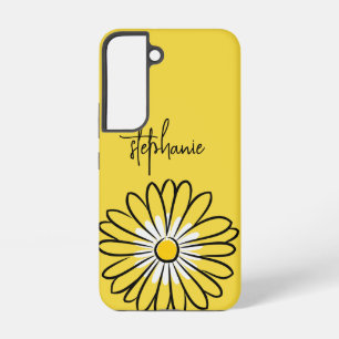Minimalist Modern Elegant Daisy flower and text Samsung Galaxy Case