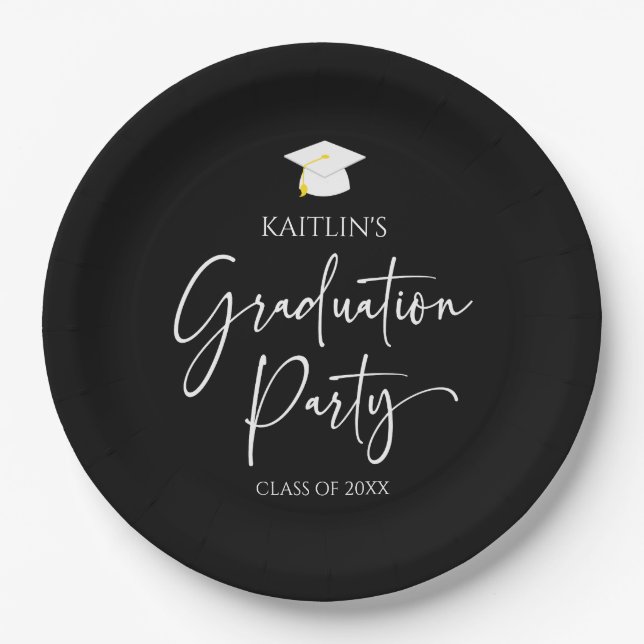 Minimalist Modern Elegant Graduation Party Paper Plate (Front)