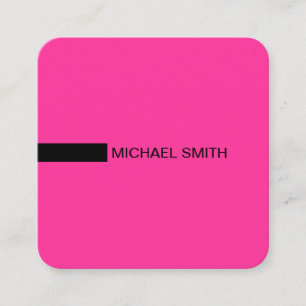 Minimalist Modern Elegant Hot Pink & Black Square Business Card