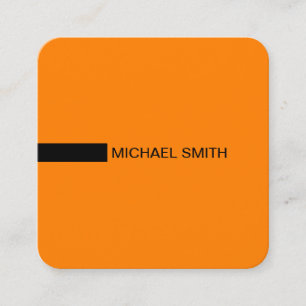 Minimalist Modern Elegant Orange & Black Square Business Card