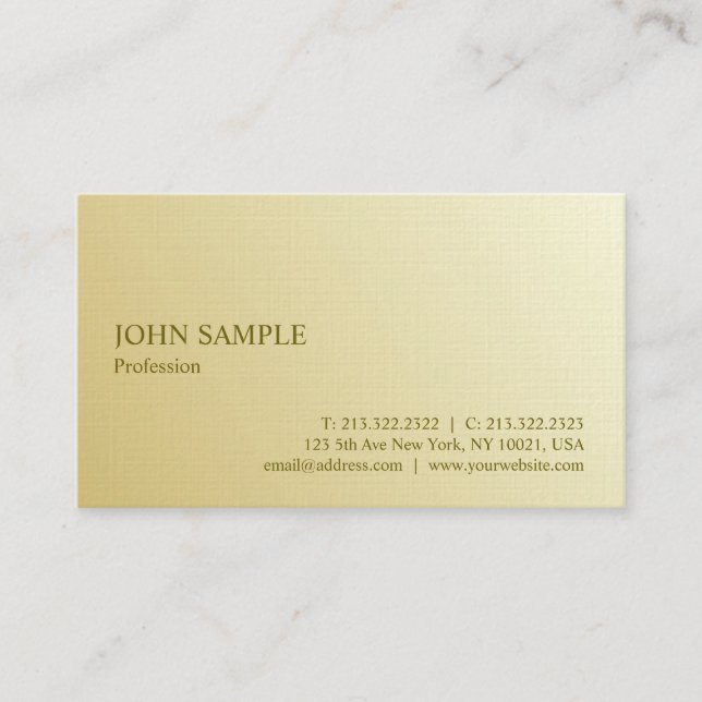 Minimalist Modern Elegant Professional Gold Luxury Business Card (Front)