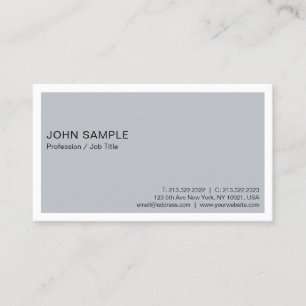 Minimalist Modern Elegant Professional Grey White Business Card
