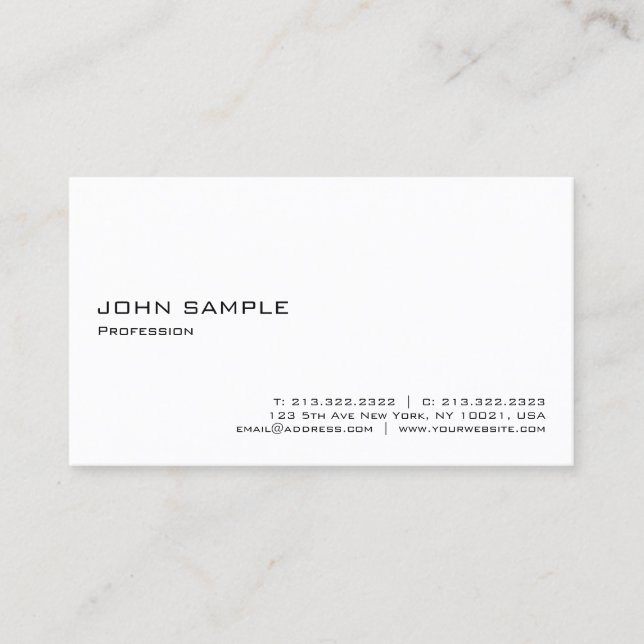 Minimalist Modern Elegant Professional White Business Card (Front)