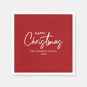 Minimalist Modern Elegant Red Christmas Family Napkin