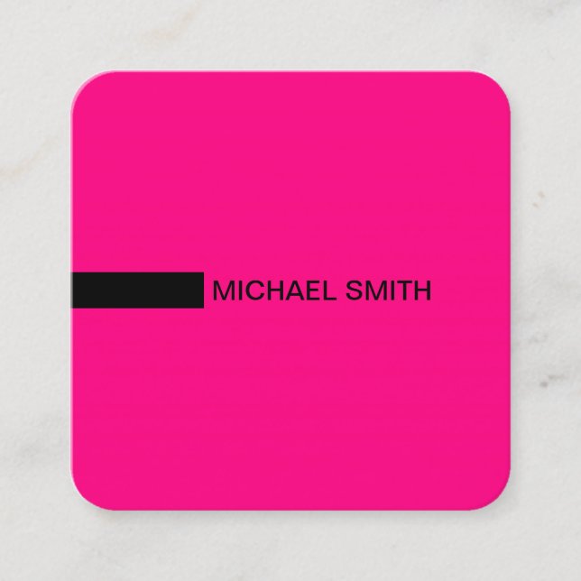 Minimalist Modern Elegant Rose & Black Square Business Card (Front)