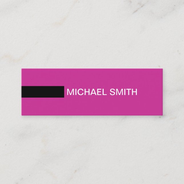 Minimalist Modern Elegant Royal fuchsia & Black Mini Business Card (Front)