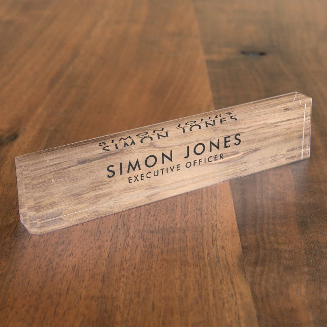 Minimalist Modern Elegant Simple Rustic Wood Nameplate (Side)