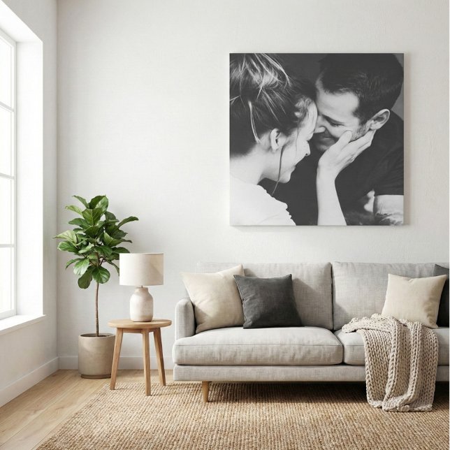 Minimalist Modern Elegant Square Photo Wedding Canvas Print (Creator Uploaded)