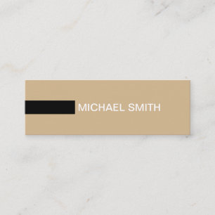 Minimalist Modern Elegant Tan & Black Mini Business Card