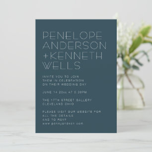 Minimalist Modern Elegant Teal Wedding Invitation