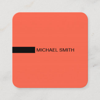 Minimalist Modern Elegant Tomato & Black Square Business Card