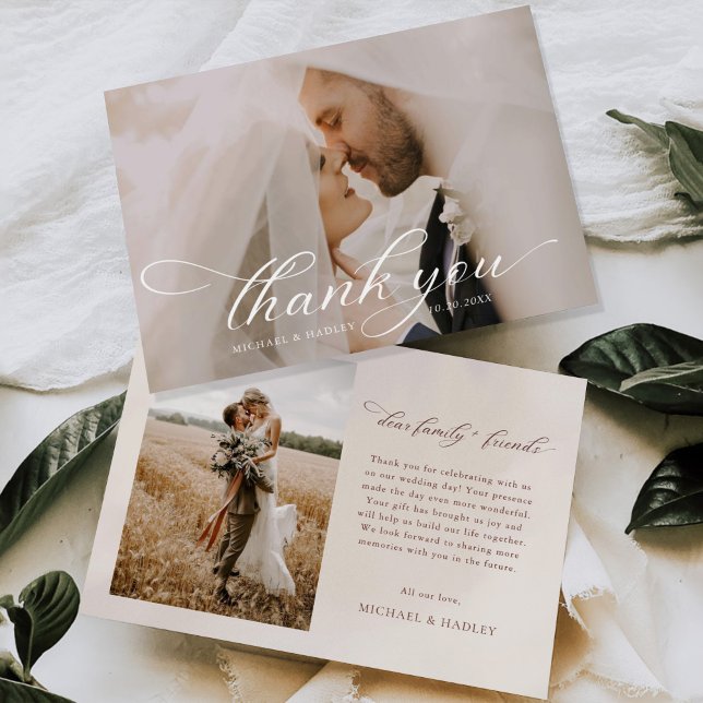 Minimalist Modern Elegant Wedding Photo Thank You Card (Creator Uploaded)