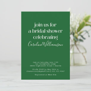 Minimalist Modern Emerald Green Bridal Shower Invitation