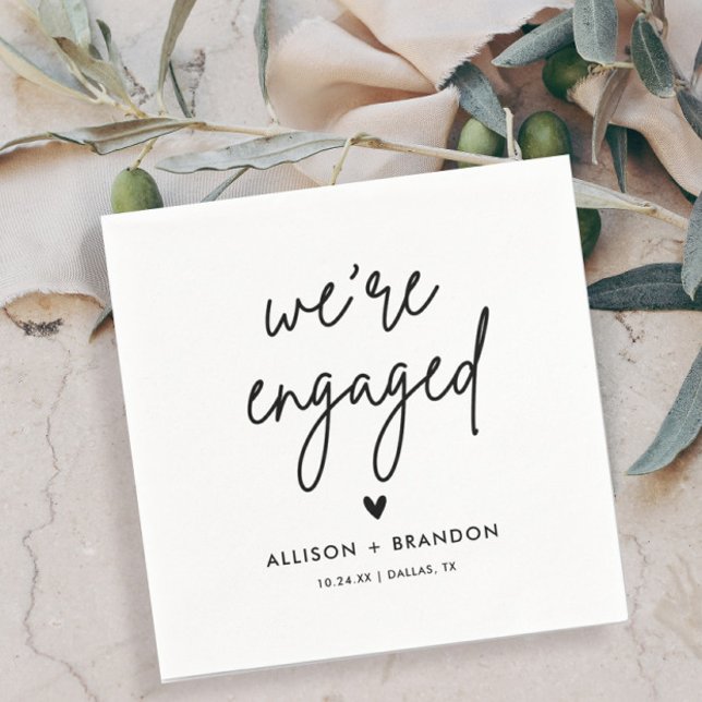 Minimalist Modern Engagement Party Engaged Napkin (Creator Uploaded)