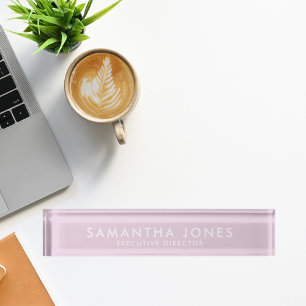 Minimalist Modern Executive Pink Desk Name Plate